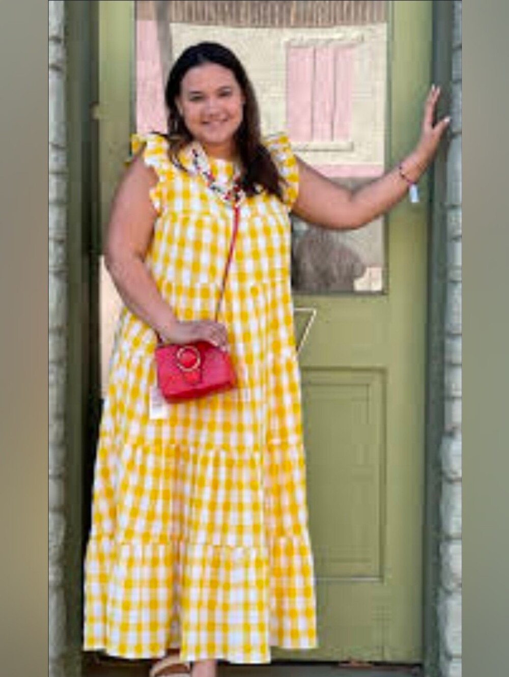 Engish Factory Textured Gringham Maxi Dress Size XS